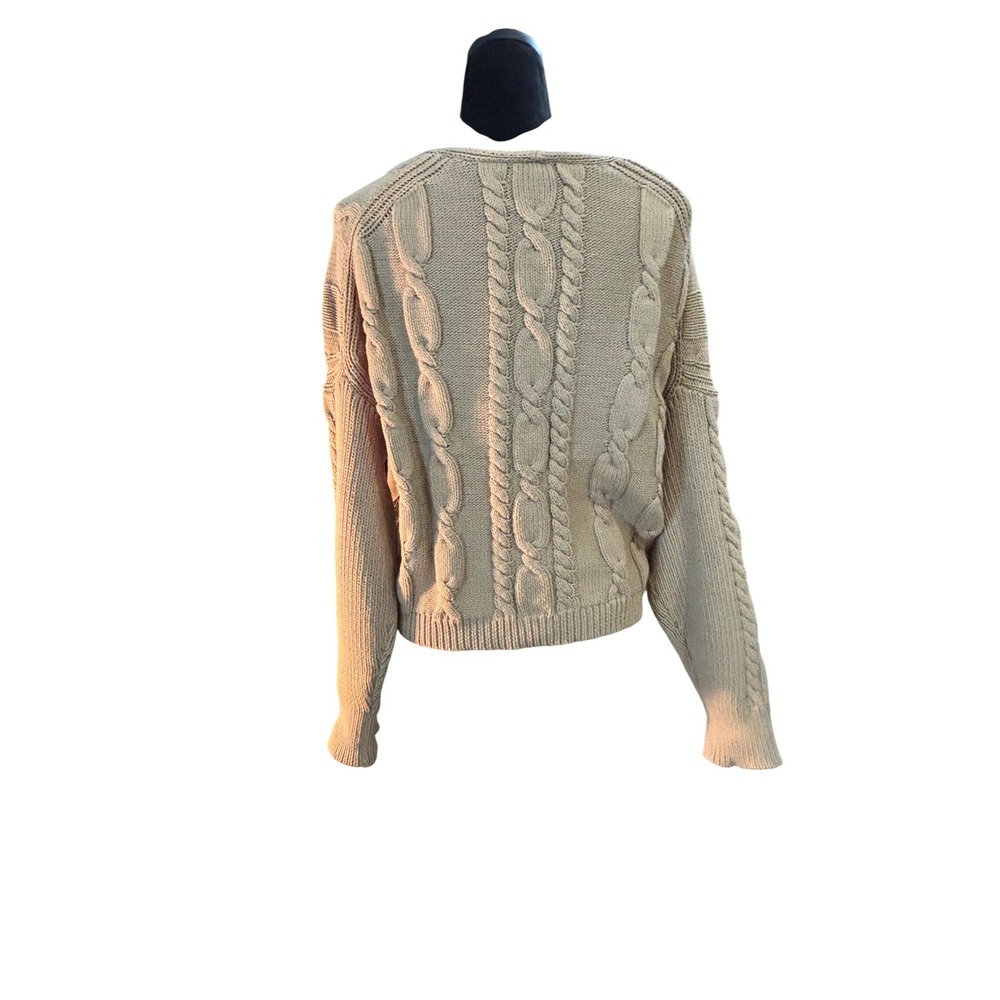J. Crew Cable Knit V Neck Sweater Tan‎ Size L - Picture 9 of 12